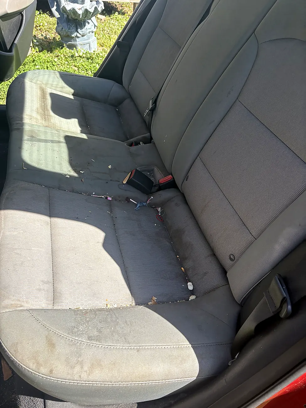 Rear seat before cleaning